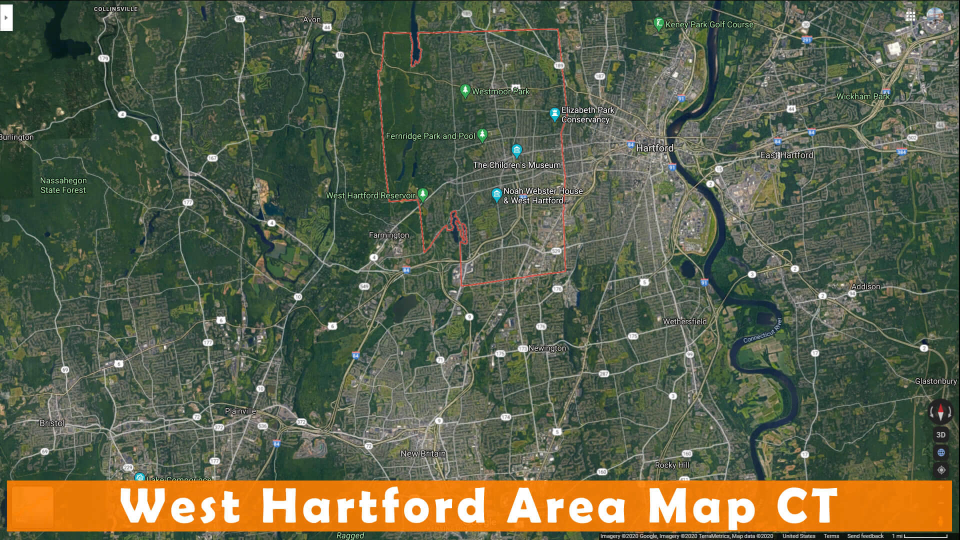 West Hartford Area Map CT